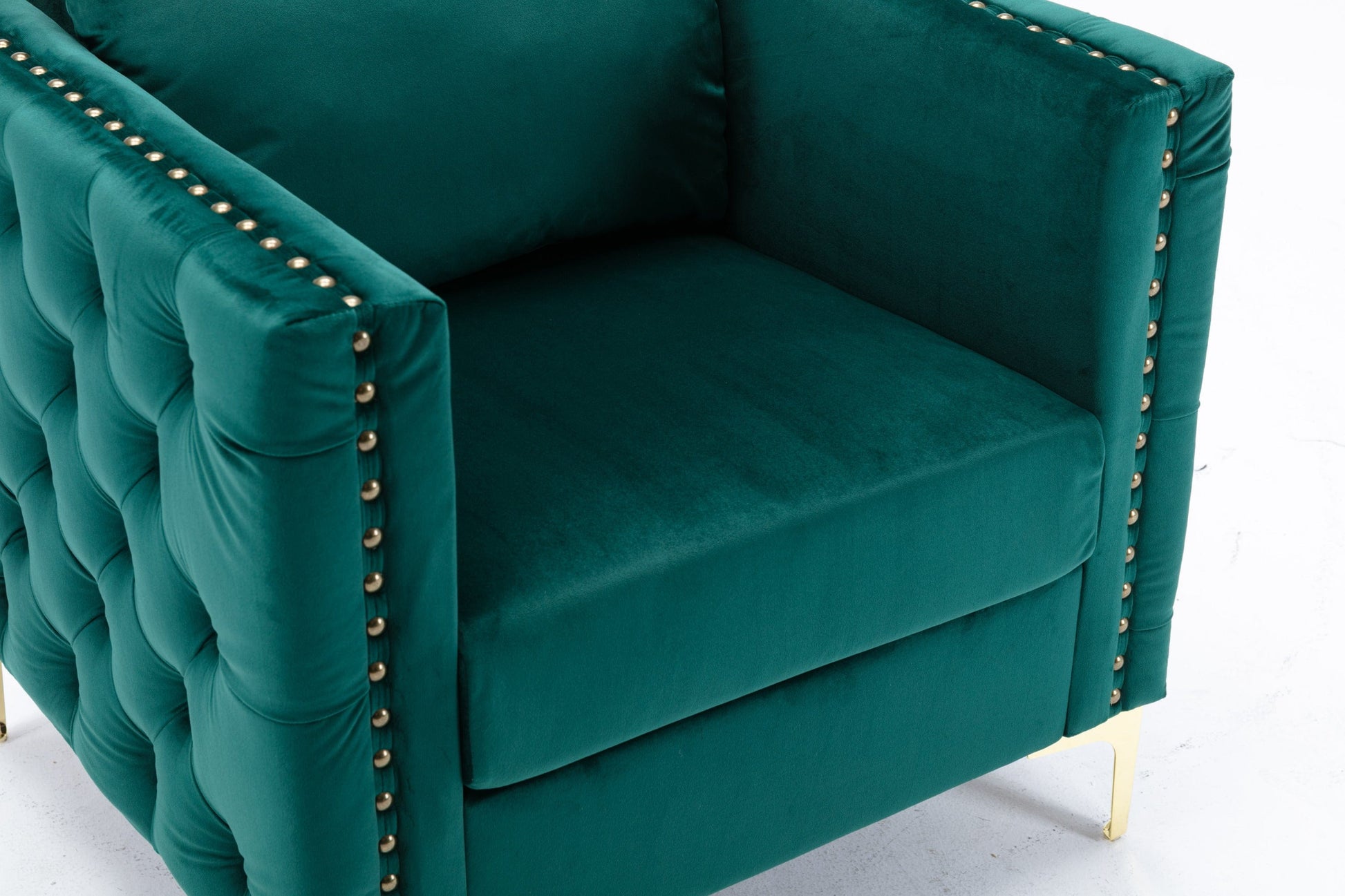 1st Choice Furniture Direct Arm Chair Cushions 1st Choice Green Velvet Tufted Buttons Armchair with Steel Legs