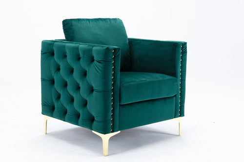 1st Choice Furniture Direct Arm Chair Cushions 1st Choice Green Velvet Tufted Buttons Armchair with Steel Legs