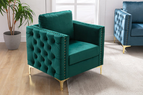 1st Choice Furniture Direct Arm Chair Cushions 1st Choice Green Velvet Tufted Buttons Armchair with Steel Legs