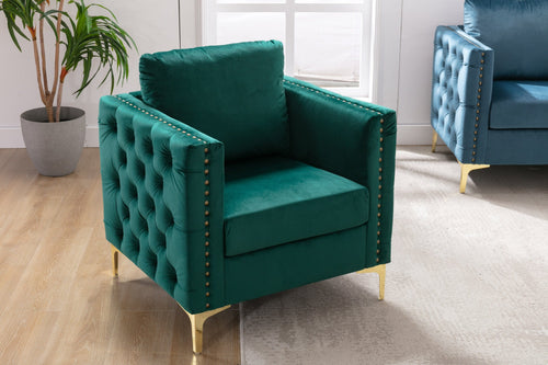 1st Choice Furniture Direct Arm Chair Cushions 1st Choice Green Velvet Tufted Buttons Armchair with Steel Legs