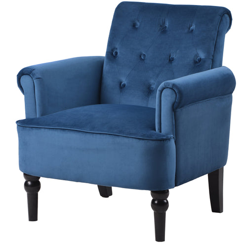 1st Choice Furniture Direct Arm Chair Cushions 1st Choice Navy Blue Button Tufted Club Chair with Wooden Legs