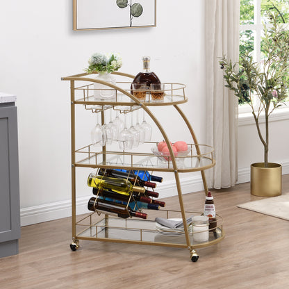 1st Choice Furniture Direct Bar Cart 1st Choice Golden Mobile Bar Serving Cart with 3- Tier Wine Rack