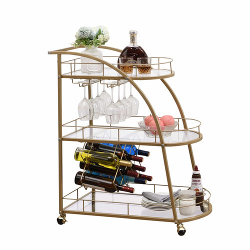 1st Choice Furniture Direct Bar Cart 1st Choice Golden Mobile Bar Serving Cart with 3- Tier Wine Rack