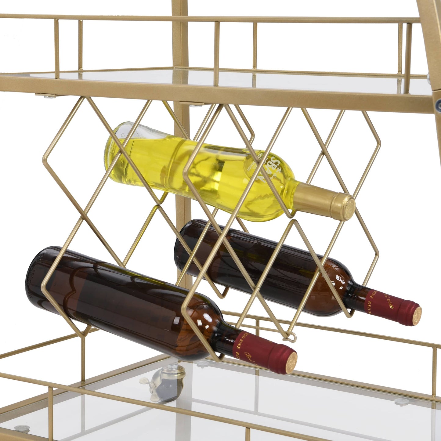 1st Choice Furniture Direct Bar Cart 1st Choice Golden Mobile Bar Serving Cart with 3- Tier Wine Rack