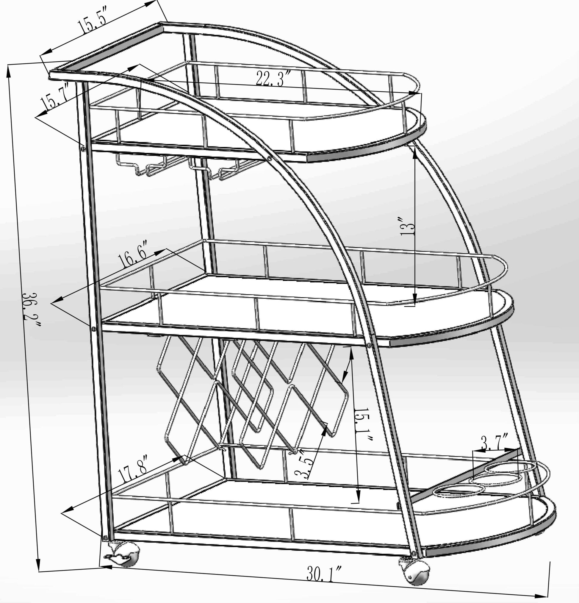 1st Choice Furniture Direct Bar Cart 1st Choice Golden Mobile Bar Serving Cart with 3- Tier Wine Rack