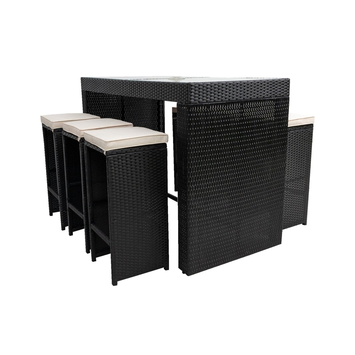 1st Choice Furniture Direct Bar Set 1st Choice 7 Piece Patio Rattan Wicker Bar Set with 6 Stools