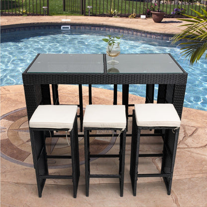 1st Choice Furniture Direct Bar Set 1st Choice 7 Piece Patio Rattan Wicker Bar Set with 6 Stools