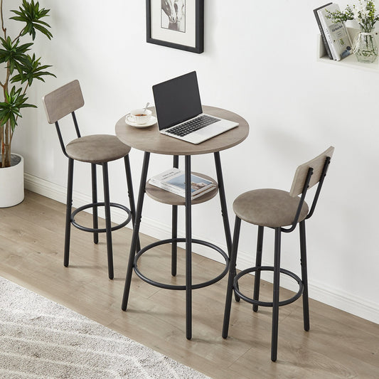 1st Choice Furniture Direct Bar Set 1st Choice Grey Bar Table and Stool Set w/ PU Soft Seat with Backrest