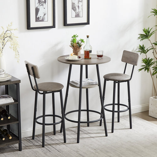 1st Choice Furniture Direct Bar Set 1st Choice Grey Bar Table and Stool Set w/ PU Soft Seat with Backrest