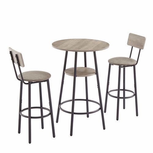 1st Choice Furniture Direct Bar Set 1st Choice Grey Bar Table and Stool Set w/ PU Soft Seat with Backrest