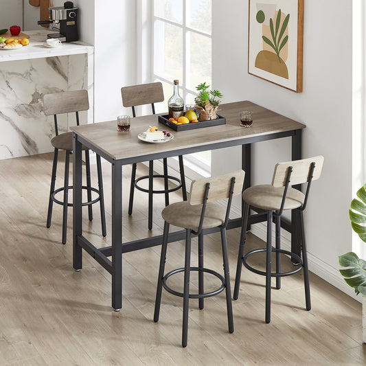 1st Choice Furniture Direct Bar Set 1st Choice Grey PU 4-Piece Bar Table Set w/ Soft Seat & Backrest Stool