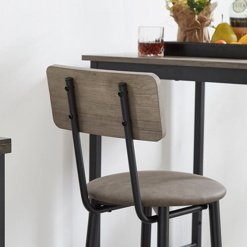 1st Choice Furniture Direct Bar Set 1st Choice Grey PU 4-Piece Bar Table Set w/ Soft Seat & Backrest Stool