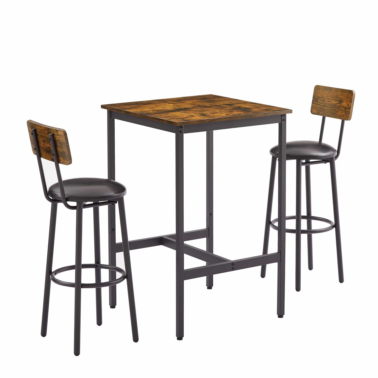 1st Choice Furniture Direct Bar Set 1st Choice Rustic Brown Bar Table Set with 2 Stools and Soft Backrest