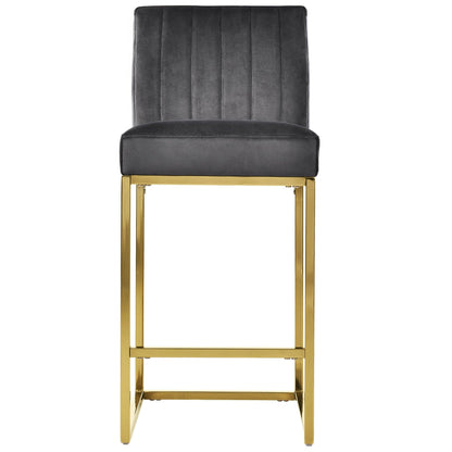 1st Choice Furniture Direct Bar Stool 1st Choice Set of 4 Gray Velvet Counter Height Bar Stools with Backrests