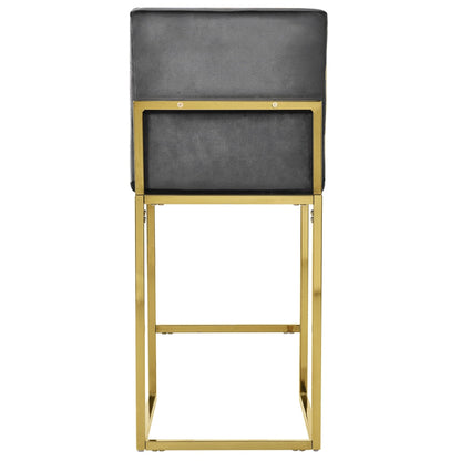 1st Choice Furniture Direct Bar Stool 1st Choice Set of 4 Gray Velvet Counter Height Bar Stools with Backrests