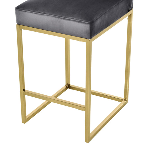 1st Choice Furniture Direct Bar Stool 1st Choice Set of 4 Gray Velvet Counter Height Bar Stools with Backrests