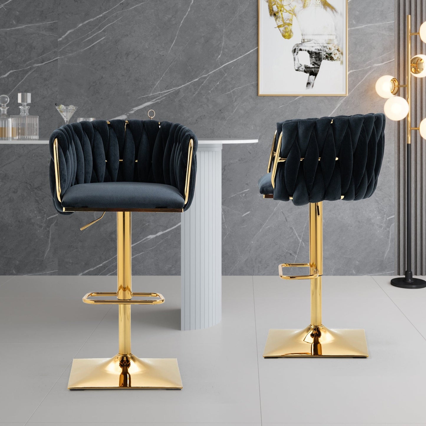 1st Choice Furniture Direct Bar Stool 1st Choice Vintage Bar Stools with Back and Footrest in Black Finish