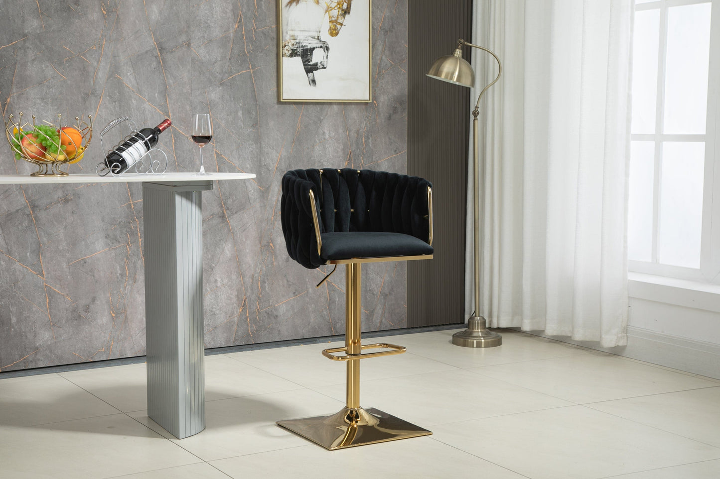 1st Choice Furniture Direct Bar Stool 1st Choice Vintage Bar Stools with Back and Footrest in Black Finish