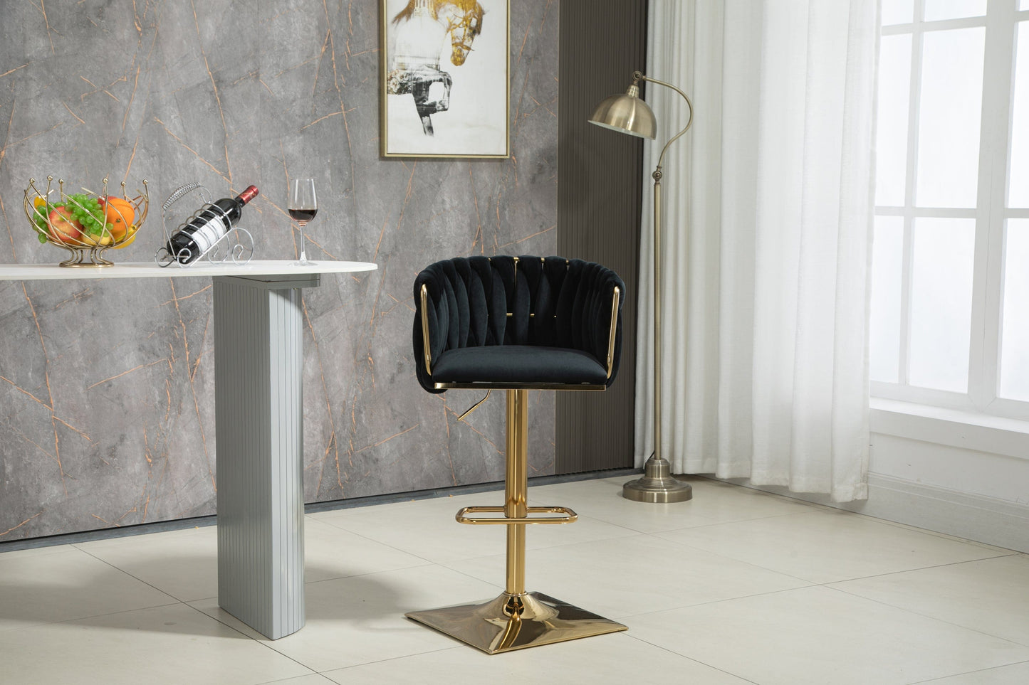 1st Choice Furniture Direct Bar Stool 1st Choice Vintage Bar Stools with Back and Footrest in Black Finish