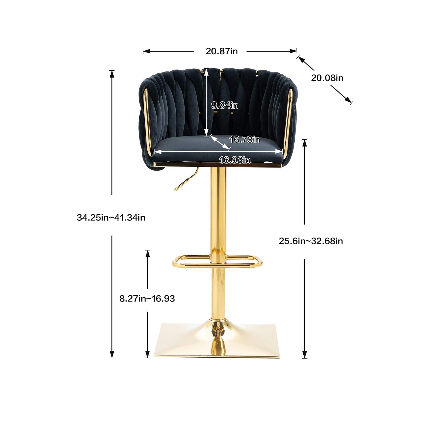 1st Choice Furniture Direct Bar Stool 1st Choice Vintage Bar Stools with Back and Footrest in Black Finish