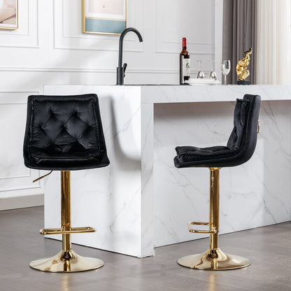 1st Choice Furniture Direct Bar Stool Set 1st Choice 2 Pc Stylish Swivel Bar Stools w/ Chrome Base, Velvet Seat