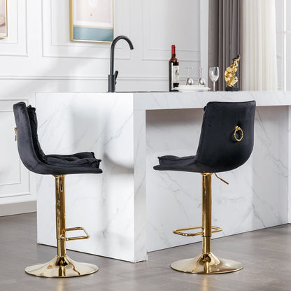 1st Choice Furniture Direct Bar Stool Set 1st Choice 2 Pc Stylish Swivel Bar Stools w/ Chrome Base, Velvet Seat