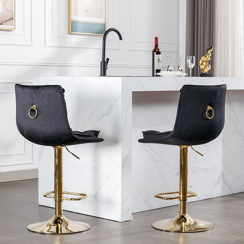 1st Choice Furniture Direct Bar Stool Set 1st Choice 2 Pc Stylish Swivel Bar Stools w/ Chrome Base, Velvet Seat