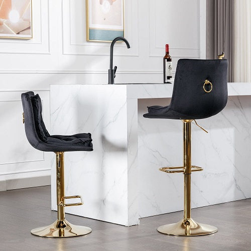 1st Choice Furniture Direct Bar Stool Set 1st Choice 2 Pc Stylish Swivel Bar Stools w/ Chrome Base, Velvet Seat