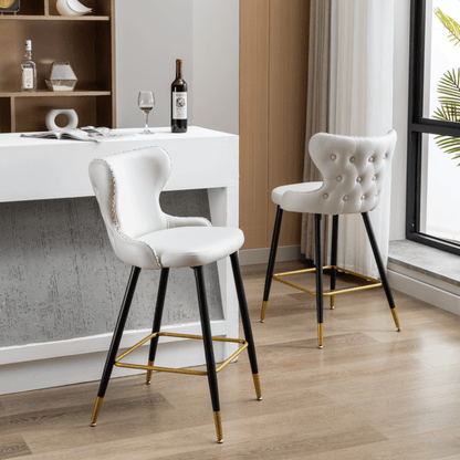1st Choice Furniture Direct Bar Stool Set 1st Choice Modern Counter Height Barstools in Copper Nails (Set of 2)