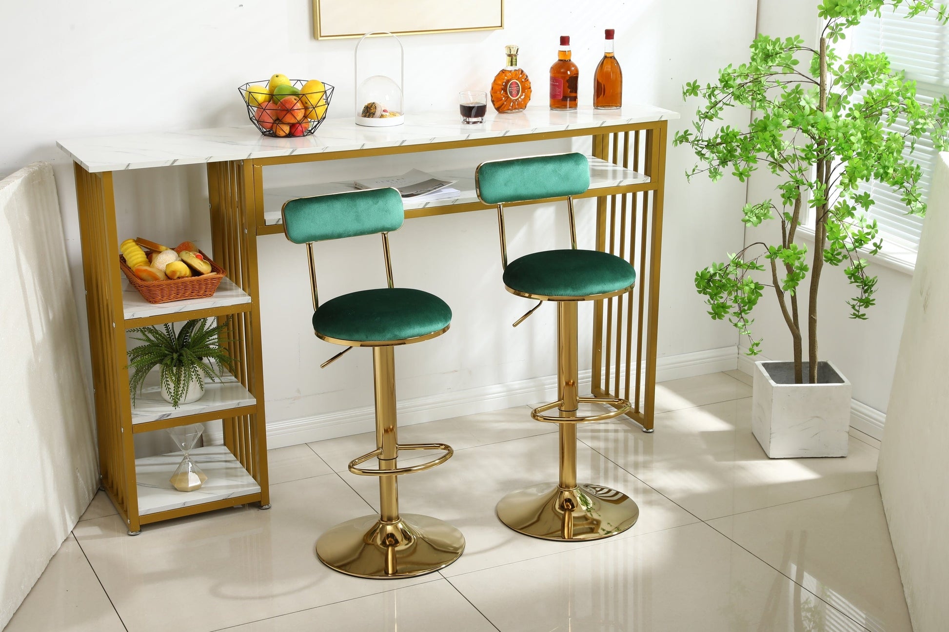 1st Choice Furniture Direct Bar Stool (Set of 2) 1st Choice Modern Counter Height Bar Stools with Back and Footrest