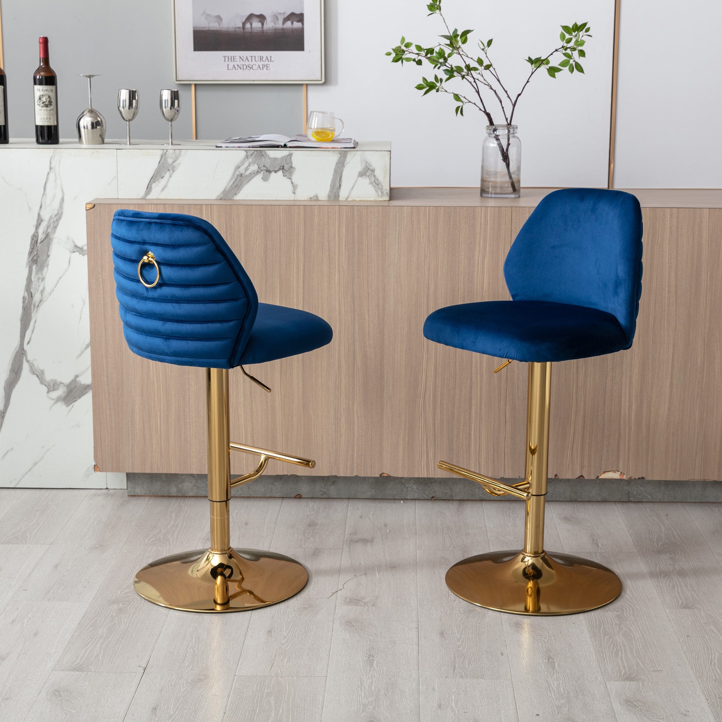 Modern blue store bar stools