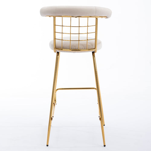 1st Choice Furniture Direct Bar Stool (Set of 2) 1st Choice Set of 2 Velvet High Bar Stool Set with Metal Legs in Beige