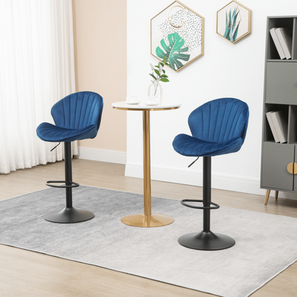 1st Choice Furniture Direct Bar Stools 1st Choice 2 Piece Adjustable Barstools with Back and Footrest in Blue