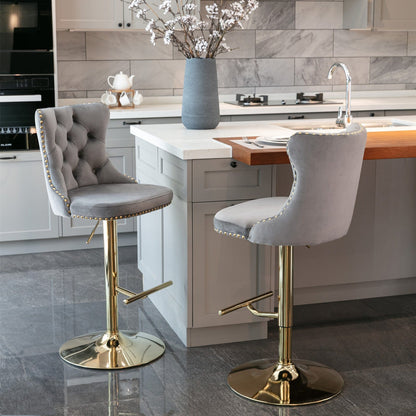 1st Choice Furniture Direct Bar Stools 1st Choice Luxurious Comfort Golden Swivel Velvet Barstools - Set of 2