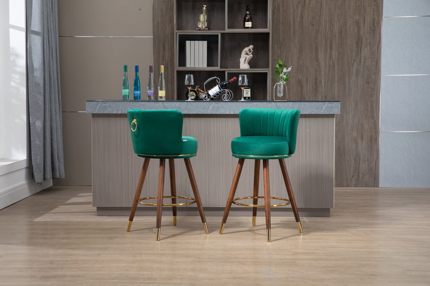 1st Choice Furniture Direct Bar Stools 1st Choice Set of 2 Solid Wood 360° Fixed Swivel Counter Height Bar Stools