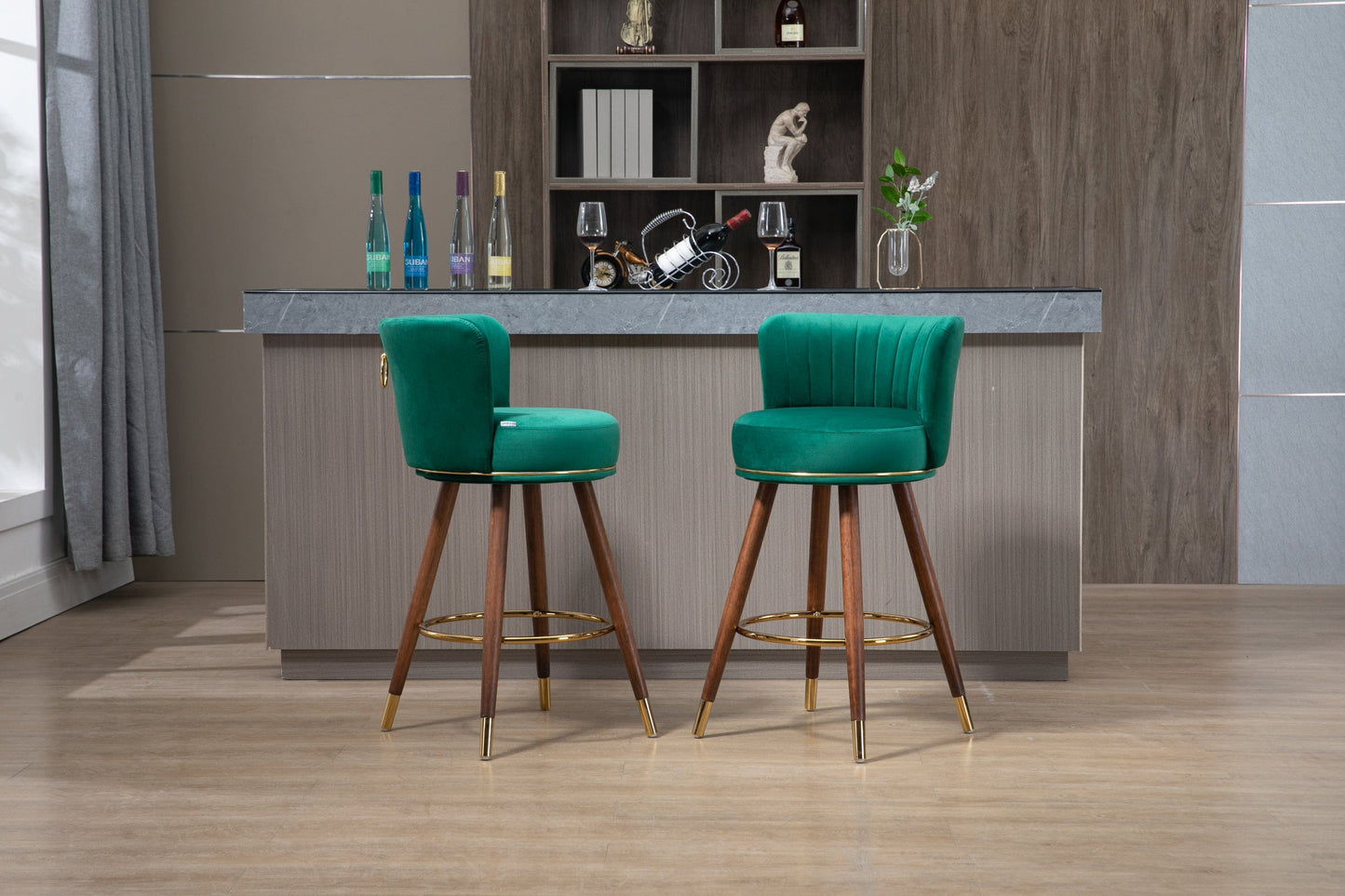 1st Choice Furniture Direct Bar Stools 1st Choice Set of 2 Solid Wood 360° Fixed Swivel Counter Height Bar Stools