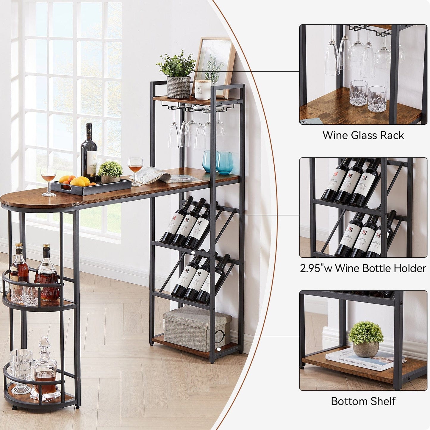 1st Choice Furniture Direct Bar Table 1st Choice Multifunctional High Bar Table with Bottle & Glass Holder