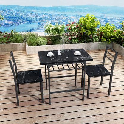 1st Choice Furniture Direct Bar Table Set 1st Choice Black Frame+Printed Marble Finish Elegant Dining Table Set