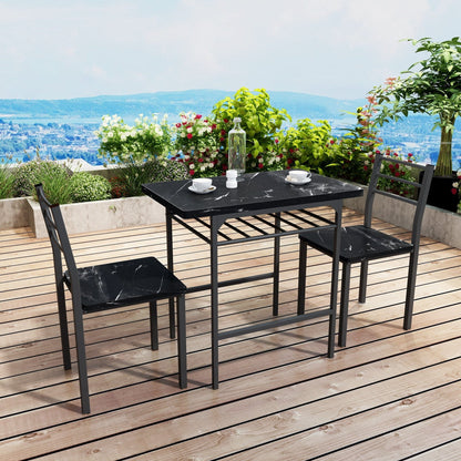 1st Choice Furniture Direct Bar Table Set 1st Choice Black Frame+Printed Marble Finish Elegant Dining Table Set