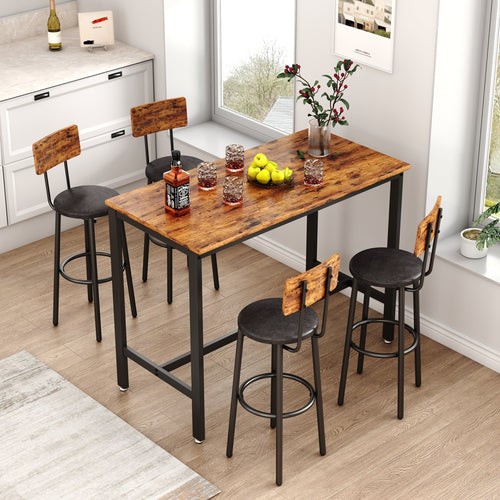 1st Choice Furniture Direct Bar Table Set 1st Choice Complete Bar Table Set with 4 Stools in Rustic Brown