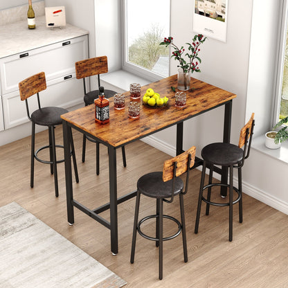 1st Choice Furniture Direct Bar Table Set 1st Choice Complete Bar Table Set with 4 Stools in Rustic Brown