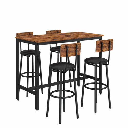 1st Choice Furniture Direct Bar Table Set 1st Choice Complete Bar Table Set with 4 Stools in Rustic Brown