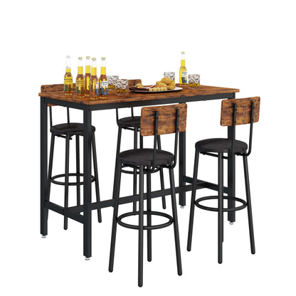 1st Choice Furniture Direct Bar Table Set 1st Choice Complete Bar Table Set with 4 Stools in Rustic Brown