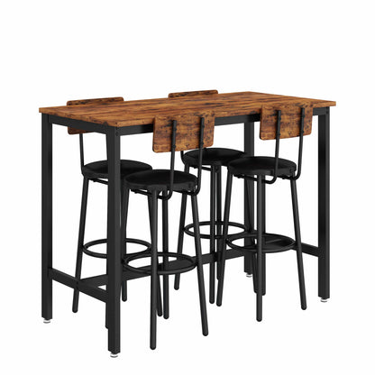 1st Choice Furniture Direct Bar Table Set 1st Choice Complete Bar Table Set with 4 Stools in Rustic Brown