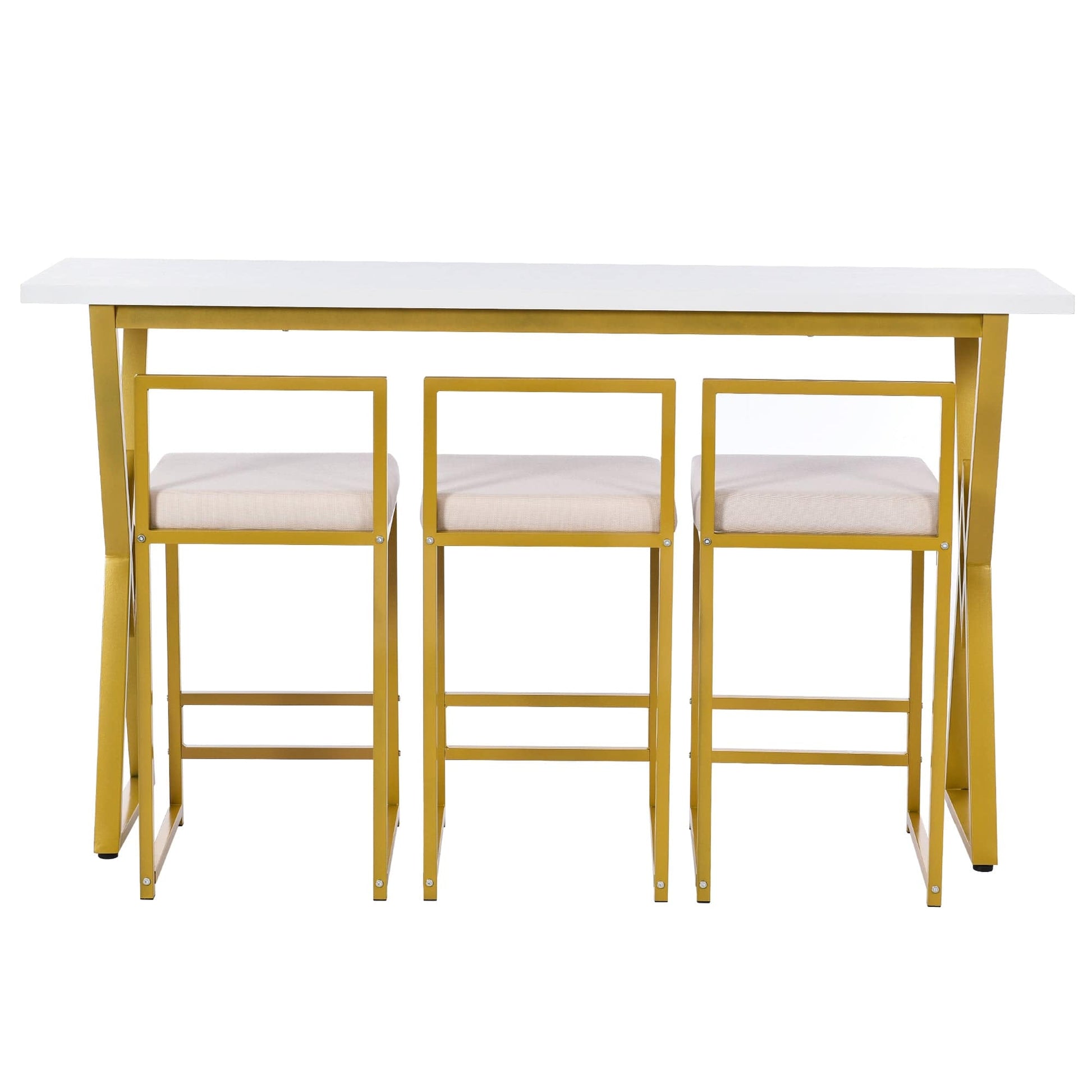 1st Choice Furniture Direct Bar Table Set 1st Choice Modern Gold Bar Table Set w/Extra Long Console and 3 Stools