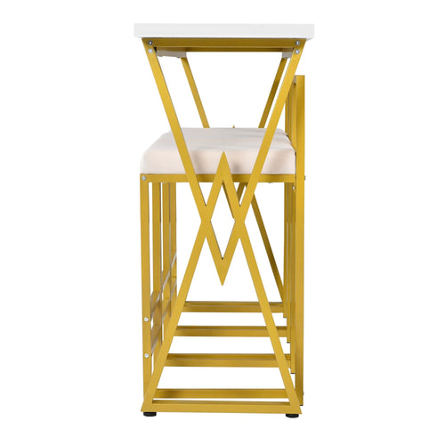 1st Choice Furniture Direct Bar Table Set 1st Choice Modern Gold Bar Table Set w/Extra Long Console and 3 Stools