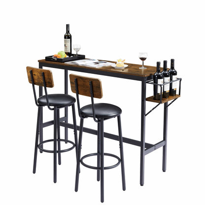 1st Choice Furniture Direct Bar Table Set 1st Choice Rustic Brown Bar Table Set with Wine Bottle Storage