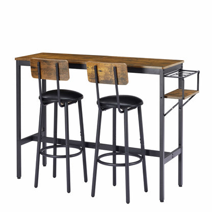 1st Choice Furniture Direct Bar Table Set 1st Choice Rustic Brown Bar Table Set with Wine Bottle Storage