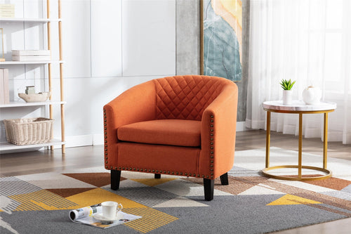 1st Choice Furniture Direct barrel Chair 1st Choice Modern Accent Barrel Chair with Nail heads in Orange Finish