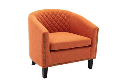 1st Choice Furniture Direct barrel Chair 1st Choice Modern Accent Barrel Chair with Nail heads in Orange Finish